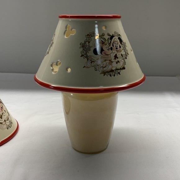 RARE Vintage Disney Victorian Mickey & Minnie Ceramic Jar Candle Lamp Shades SET - Picture 7 of 16